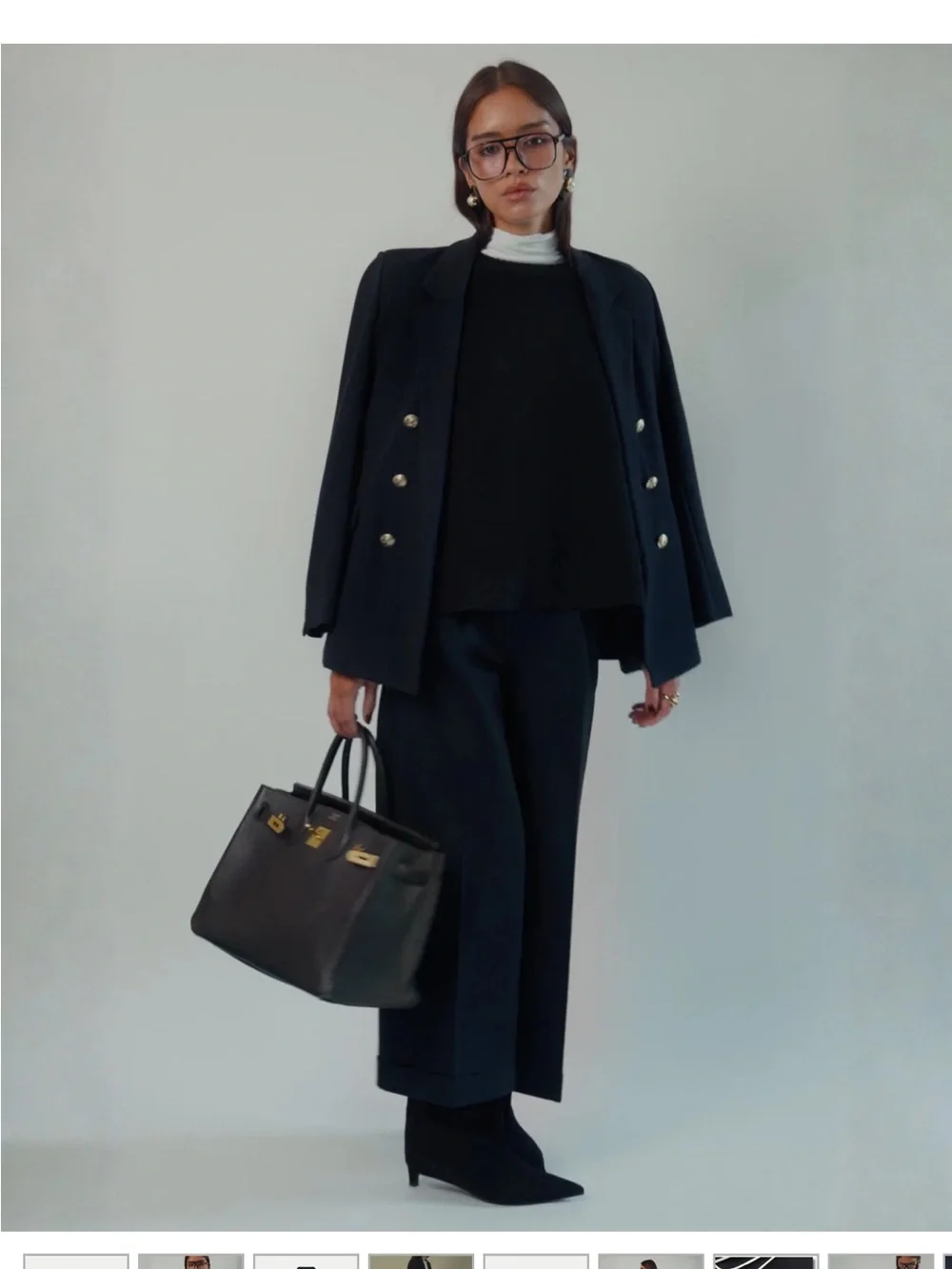 Double-Breasted Navy Blazer with Gold Buttons